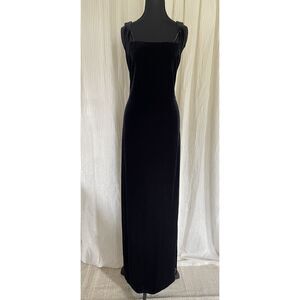Vintage Y2K 90s Reggio Black Velvet Maxi Dress Women's Size12 Evening Gown